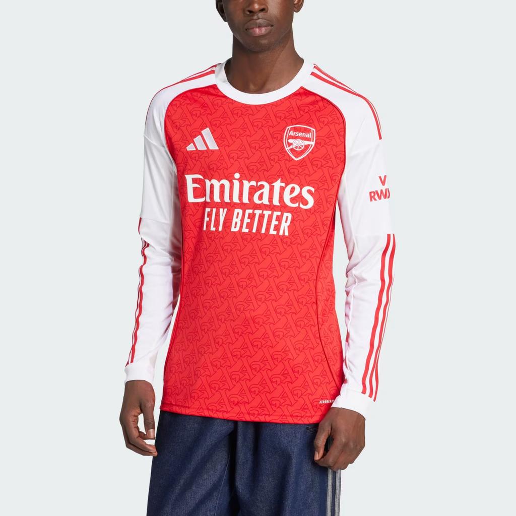 adidas Arsenal 25-26 Domowa Wersja Kibicowska Dopasowany Krój Okrągły Dekolt Modna Sportowa Koszulka Piłkarska z Długim Rękawem Unisex Top Czerwony JI9536