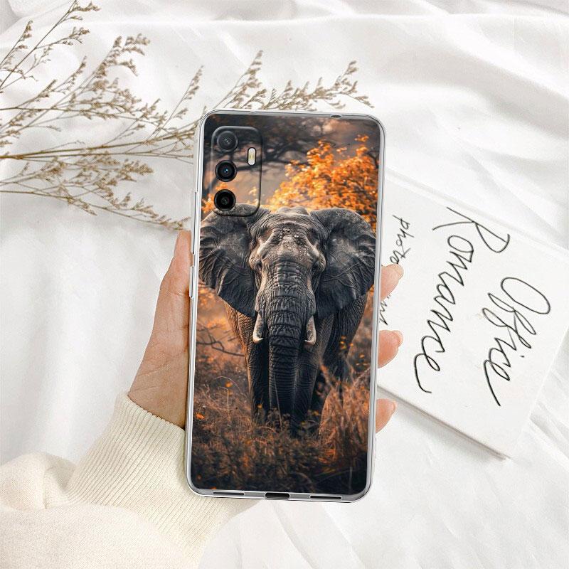 IK4 Animal Elephant Transparent Phone Case for Samsung Galaxy A04 A04S A14 A23 A34 A54 M23 M33 M52 M53