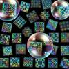 50 Bohemian Window Grilles Transparent Laser Stickers Streamer Floating Painting Pet Transparent Card Laser Ins Wind Goo Card