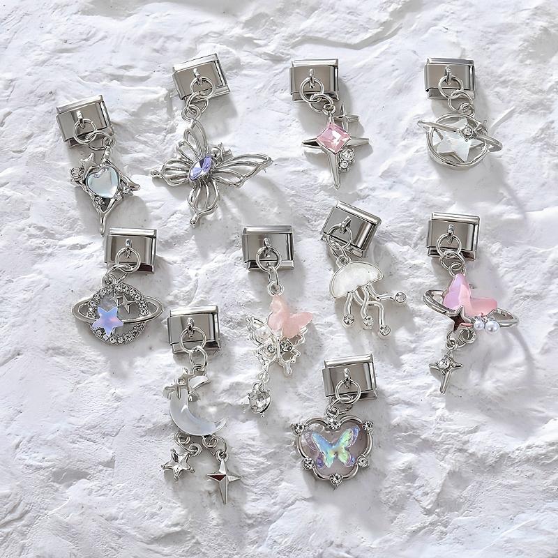 Italian Charm Bracelet Charms Dreamy Moon Butterfly Starfish Shell Pendant Diy Removable Module Link Bracelet Accessories Gifts