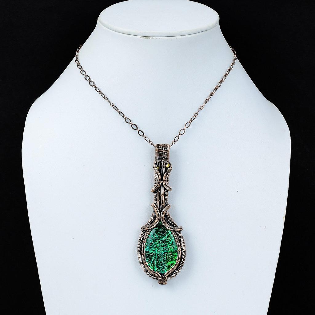 Australischer Triplet-Opal-Edelstein, reiner Kupferdraht, umwickelt, handgefertigter Anhänger-Schmuck für Weihnachtsgeschenk