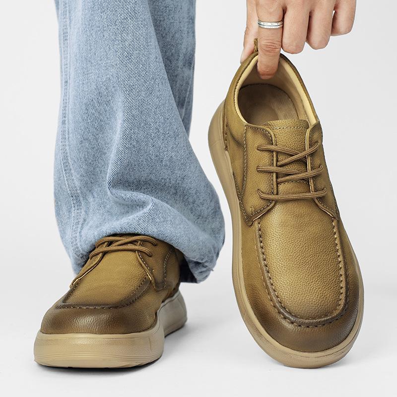 Men's 2025 Slip-On Leather Casual Shoes - Top Layer Cowhide, Perfect for Spring, Summer & Autumn Driving