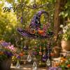 Metal Sound Pipes for Patio Halloween Acrylic Wind Chime Pendant, Crystal Suncatcher Hanging Ornaments, Decorative Handcrafted Spooky Home Accents