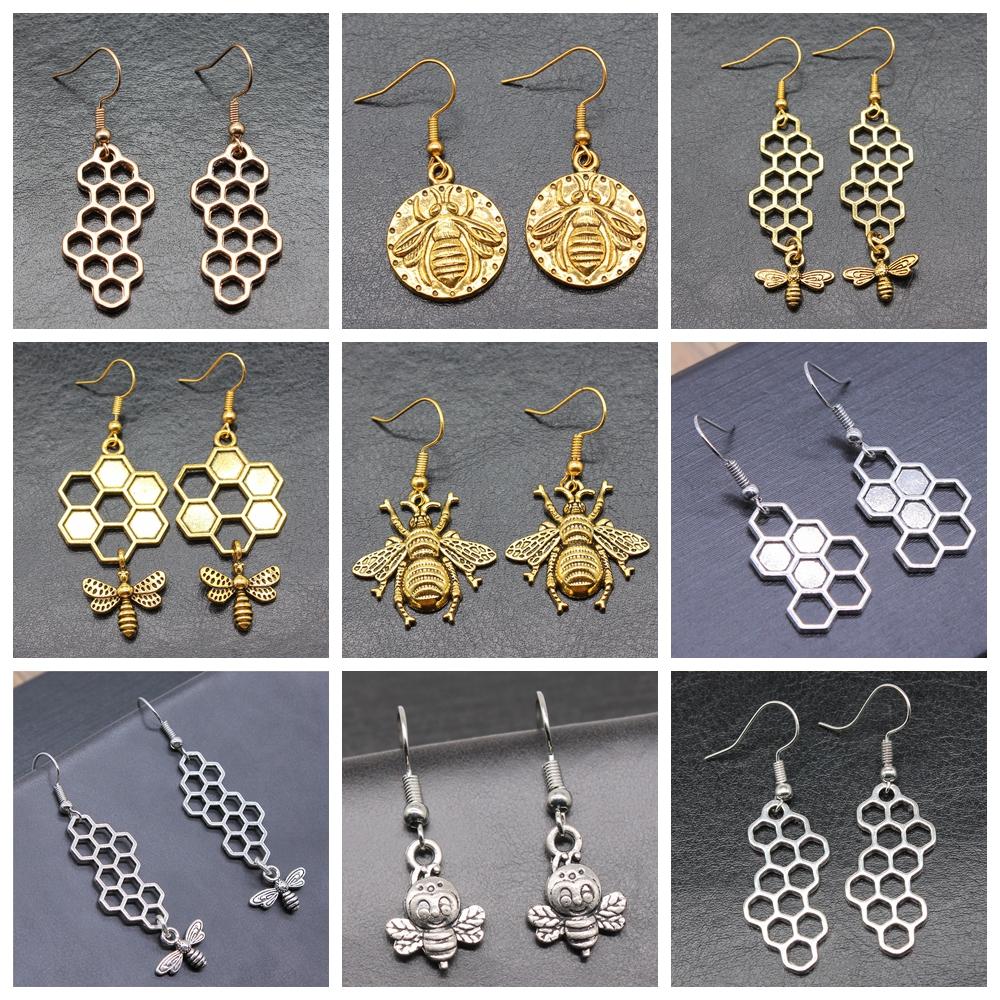 27 Styles Honey Bee Honeycomb Earrings Fashion Temperament Versatile Small Earrings Elegant Ladies Jewelry