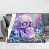 Gothic Skull Halloween Knitted Blanket  Fleece Throw Blankets Summer Air Conditioning Portable Lightweight Bedspread