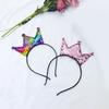 Sparkling Sequins Crown Hairband For Girl Birthday Party Glittering Headwear Toddler Birthday Party Hair Accessory