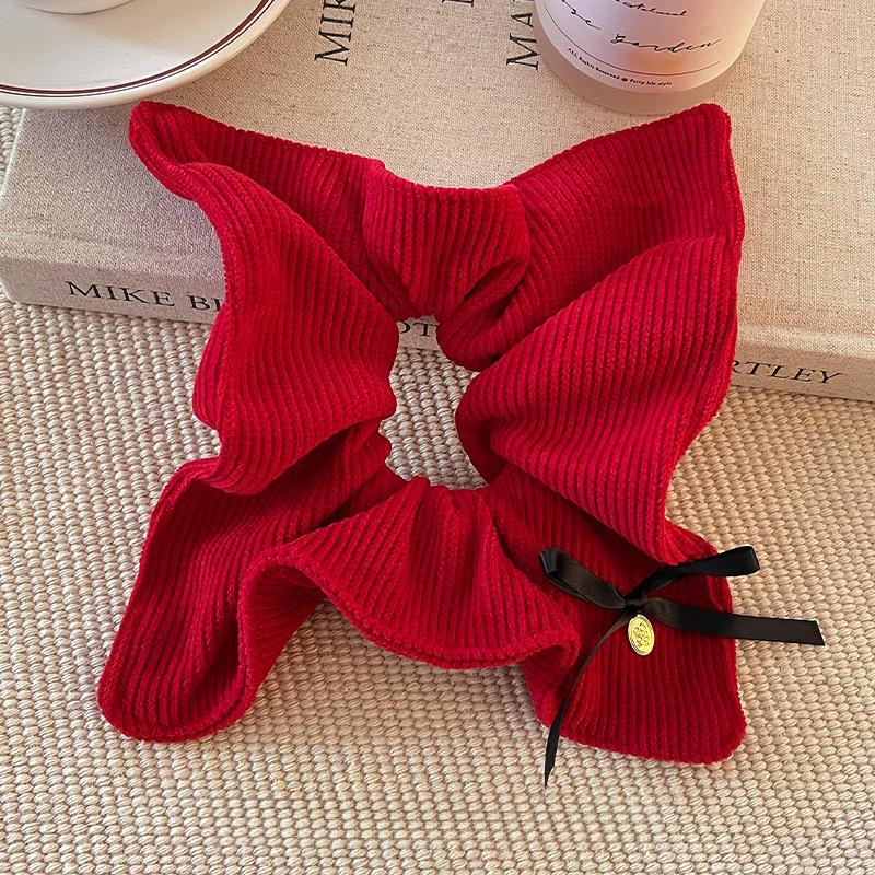Christmas Red Ankara Scarf Scrunchie - New Year Hair Tie for Women
