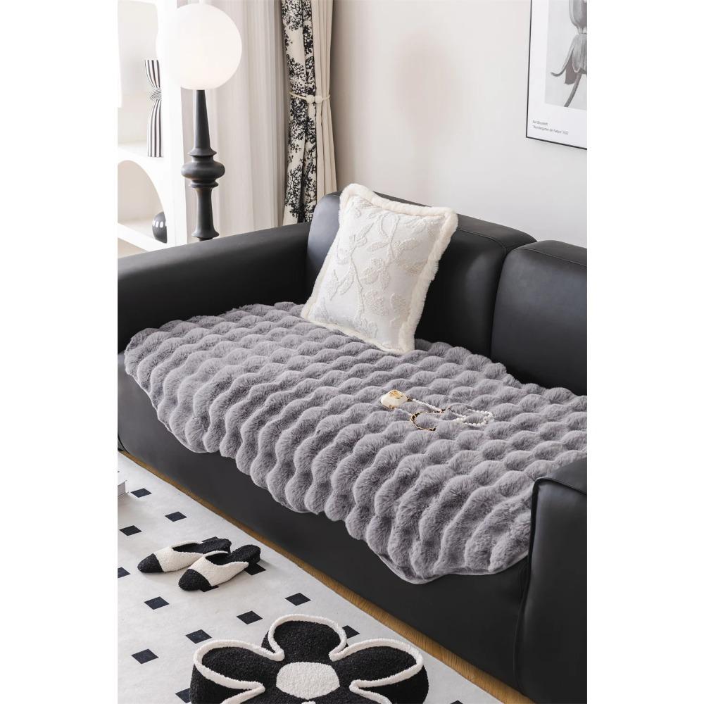 Modern Sofa Towel Thicken Rabbit Plush Irregularity Sofa Slipcover Universal Non-slip Super Soft Sofa Towel Couch Cushion
