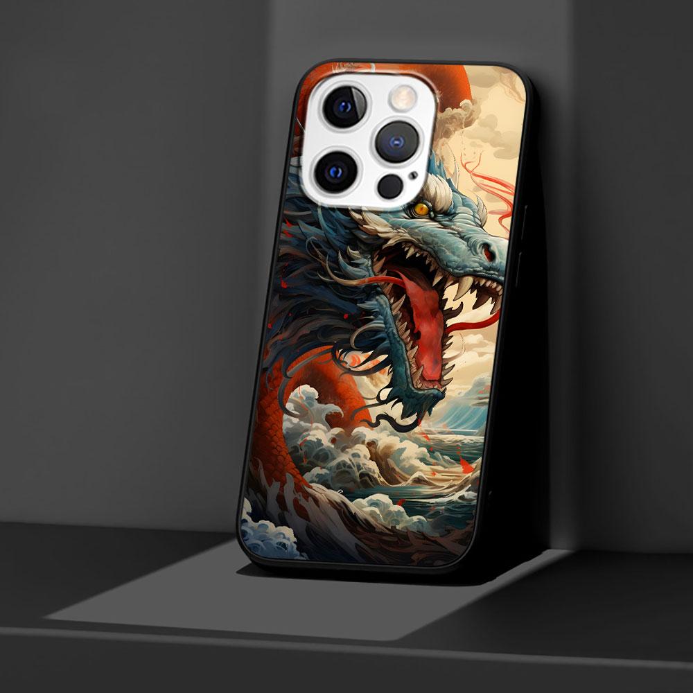 Cartoon Dragon Case for Apple iPhone 14 11 7 SE 2020 8 X XS 13 12 Mini XR 15 Pro Max Silicone Black Soft Phone Cover