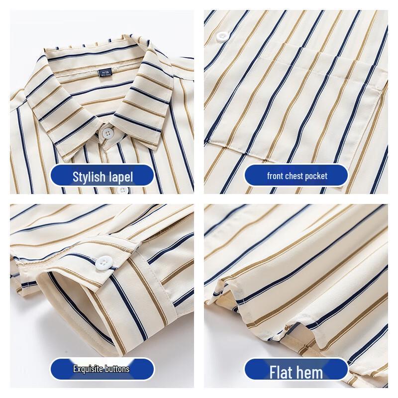 MiiOW Men's Striped Non-Iron Long Sleeve Shirt