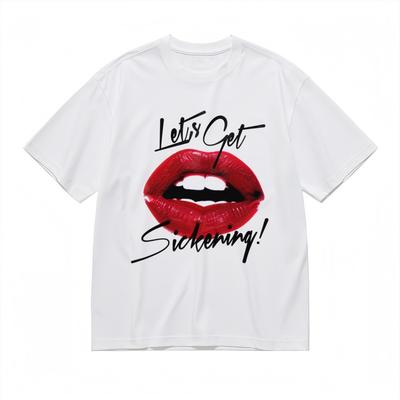 Dámské nadměrné tričko s grafickým motivem rtů inspirovaným dragem Unisex 100% bavlněný top