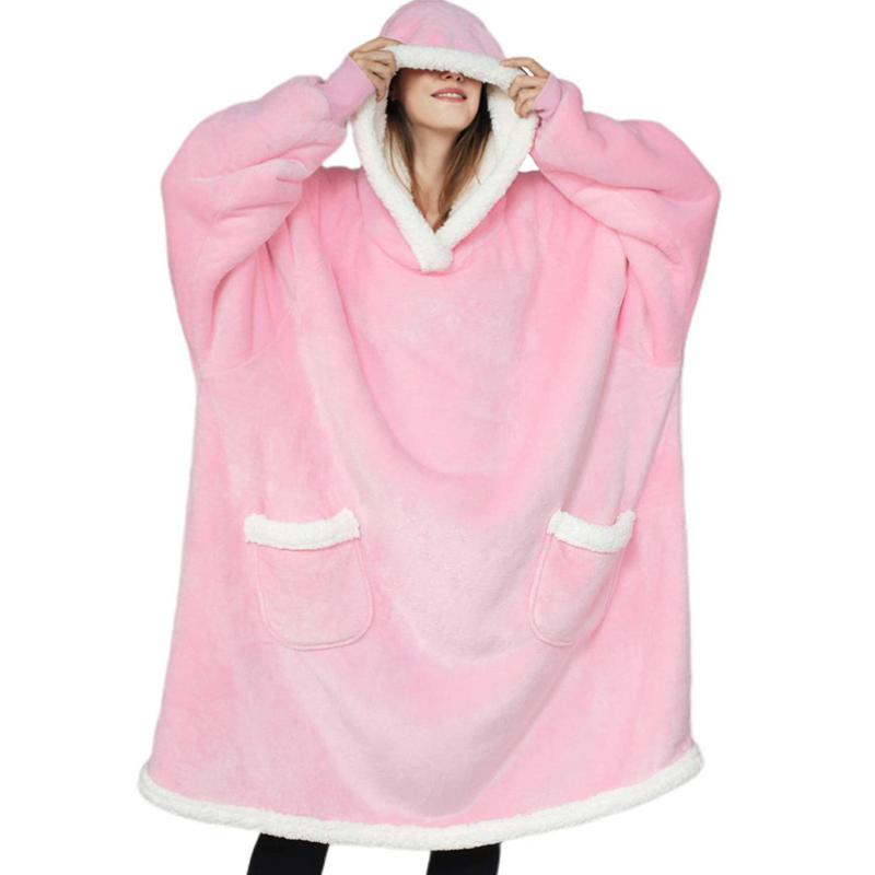 Wearable Fleece Blanket New Flannel Lazy Blanket Home Hooded Pullover TV Blanket Extra Long Comfortable Loose