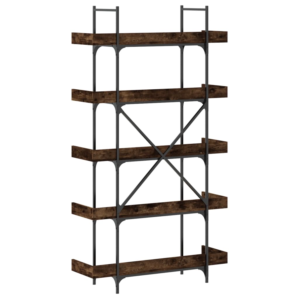 Bookshelf 5 Shelves Smoked Oak Finish 100 x 33 x 180.5 cm Engineered Wood