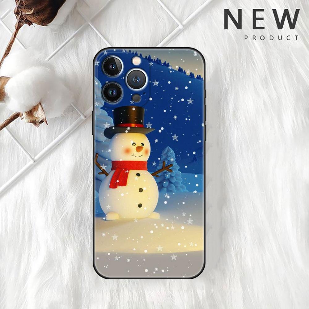 Carcasă de telefon moale cu om de zăpadă de Crăciun pentru iPhone 11 13 Pro Max 12 Mini 7 8 Plus SE 2020 X XS 6 6S 5 5S Funda Silicon spate capac Sac
