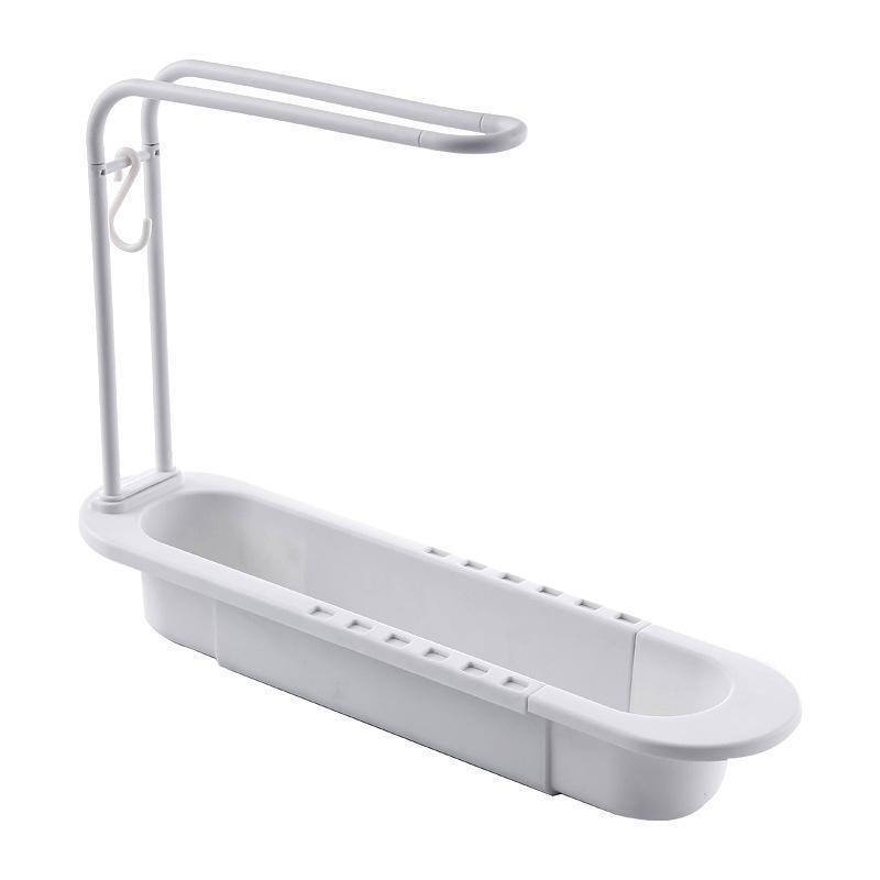 1pc Telescopic Kitchen Shelf, Large Capacity Drainage Basket, Kitchen Sink Accessories