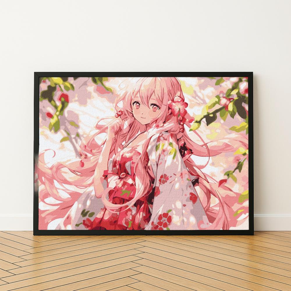 Malowanie Po Numerach Obrazy Do Malowania - Dama W Ogrodzie Anime 50X40 Cm