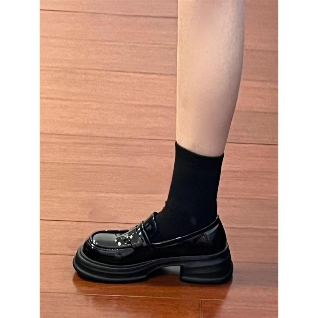 College Style Small Leather Shoes Women's 2025 New Thick-soled Heightening Japanese Jk Loafers Patent Leather Versatile Commuter Shoes