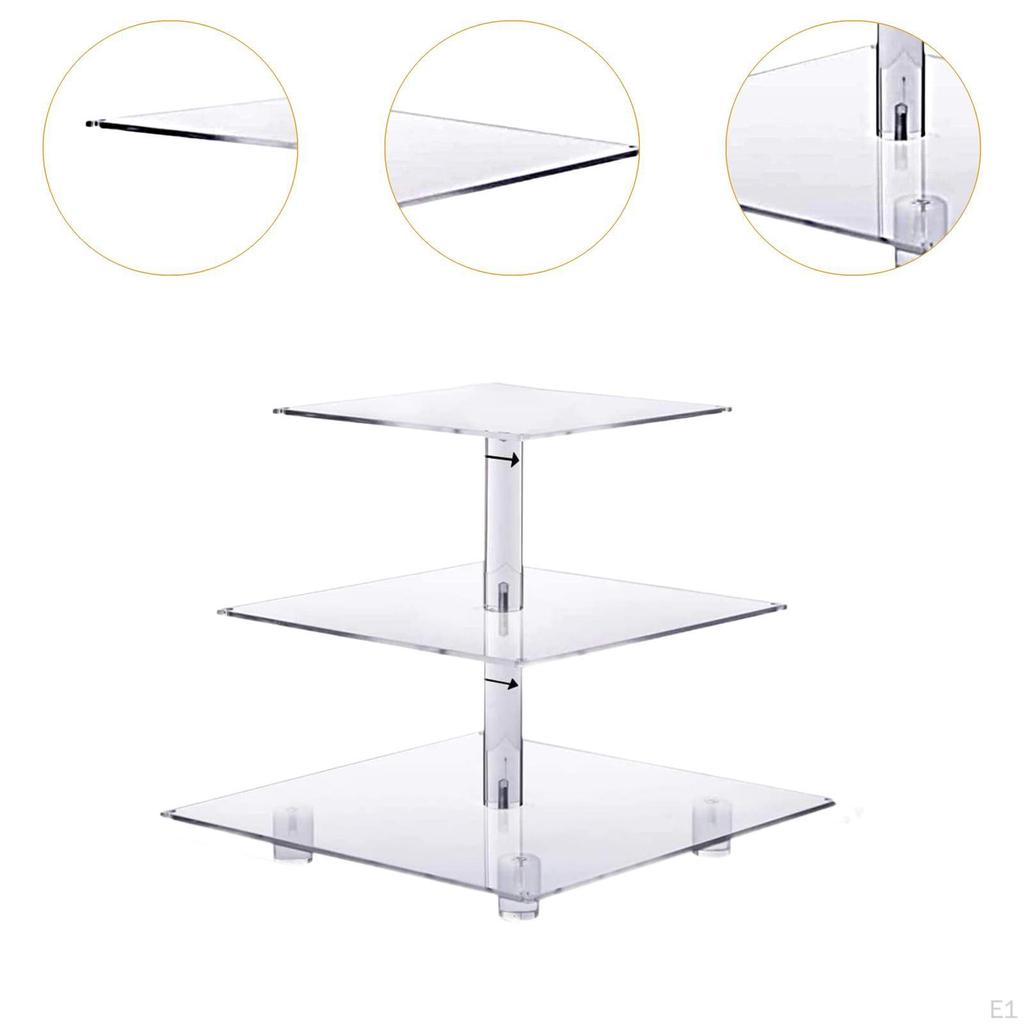 Acrylic Cupcake Stand Clear Holder Serving Tray Decorative Platter for Party