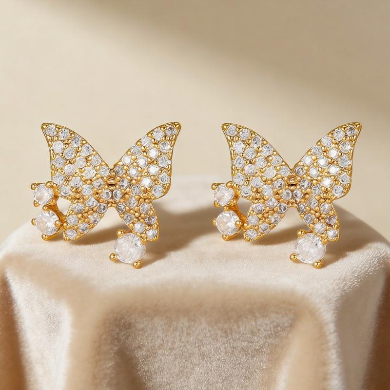 Elegant Butterfly Zircon Studded Ear Clip For Freeclip 1/2 Headphones Clip on Charm Earphone Jewelry Gold /Silver