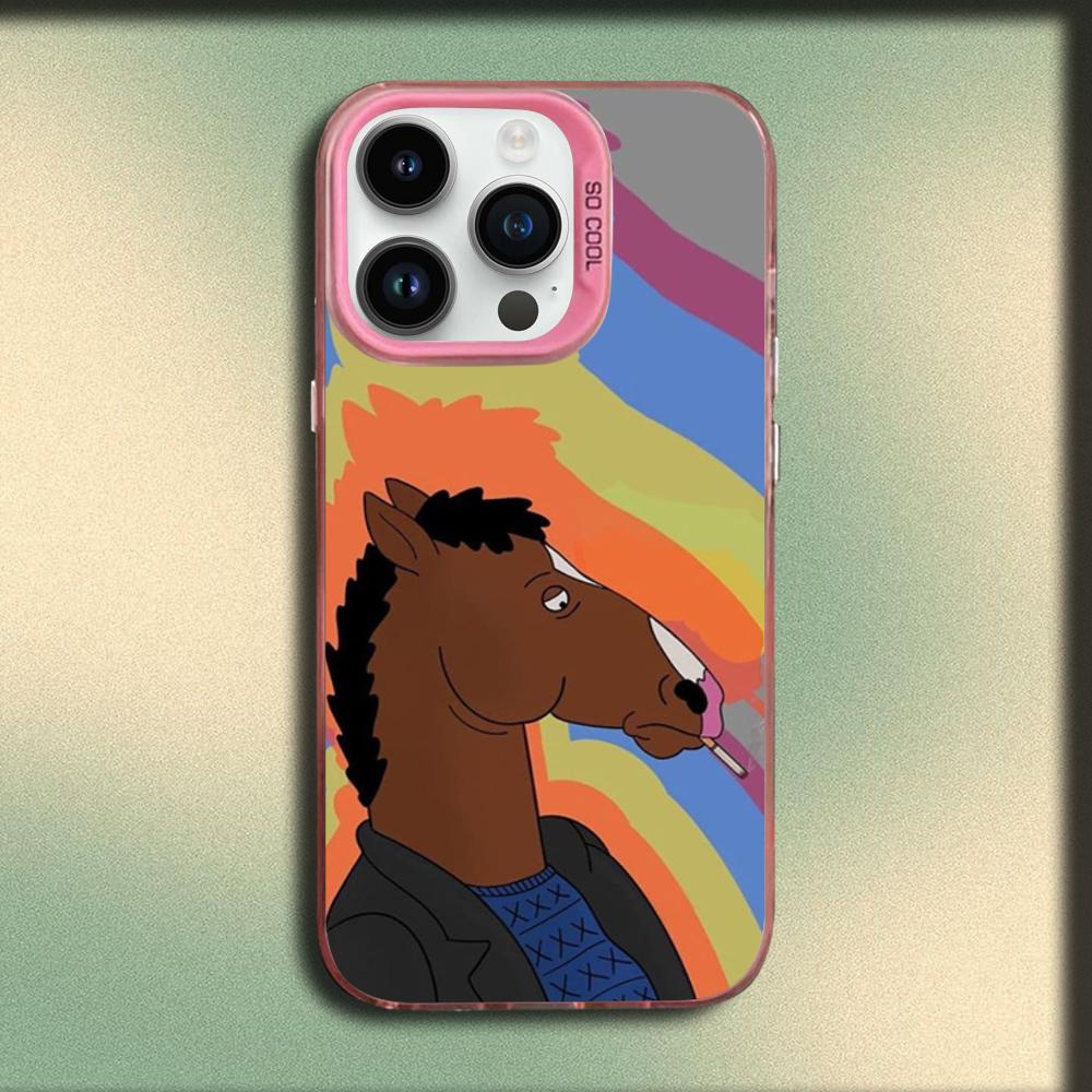 B-BoJack Horseman Phone Case For iPhone 16,15,14,13,12,11,Mini,Pro,MAX Pink Matte Silicone Cover