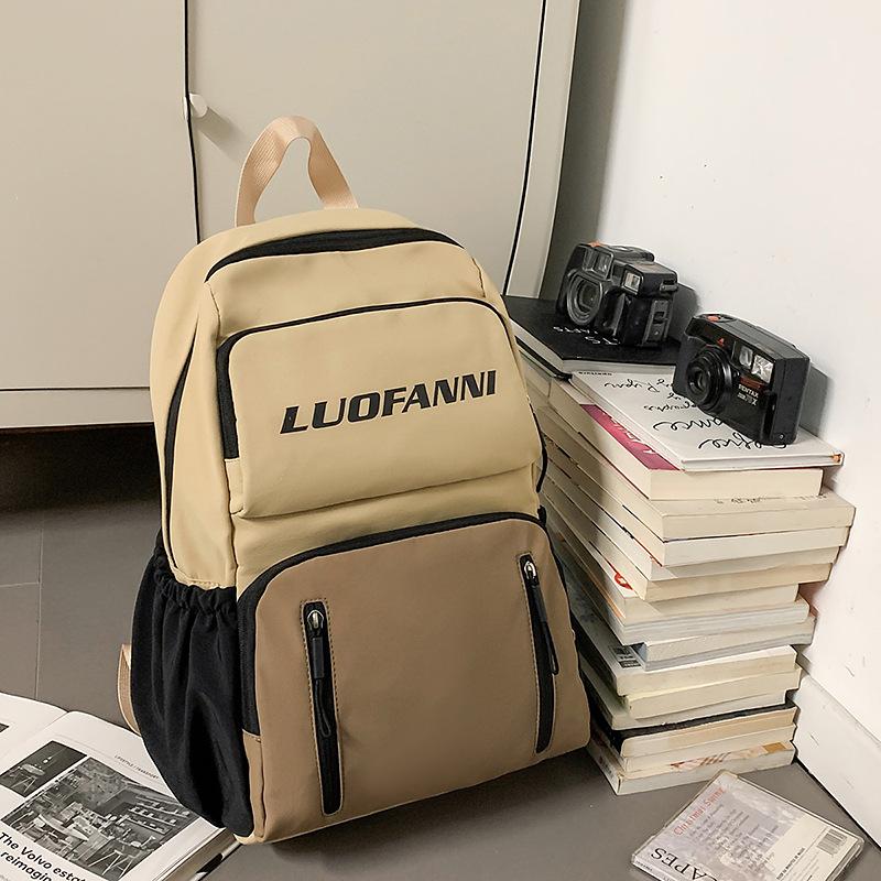 

Backpack casual fashion large capacity simple high value student bag waterproof wear-resistant schoolbag summer new хаки