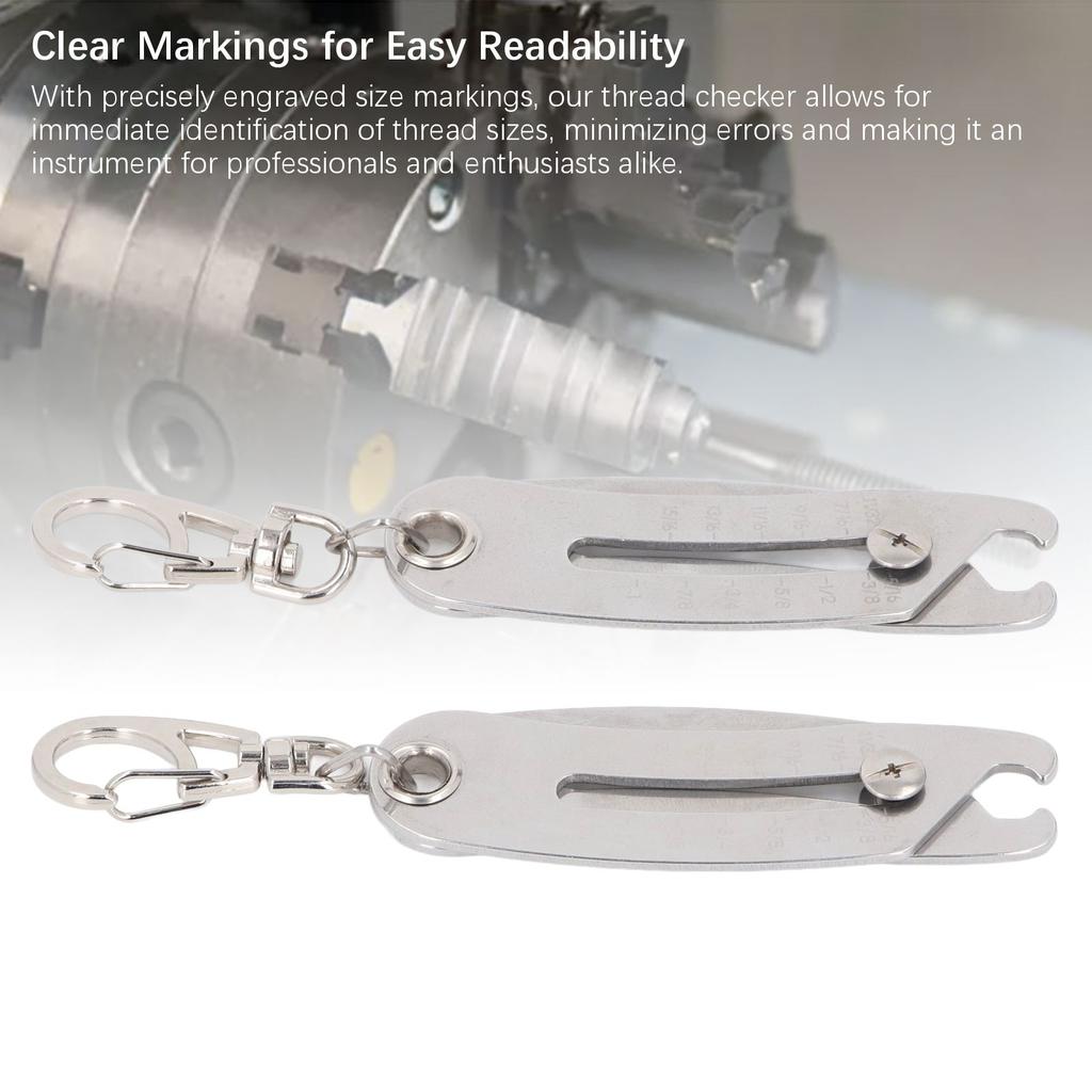 2 Stück Gewindeprüfer Schlüsselanhänger Ti Stahl Metrische und Imperiale Einheiten Tragbarer Gewindelehren-Identifikator