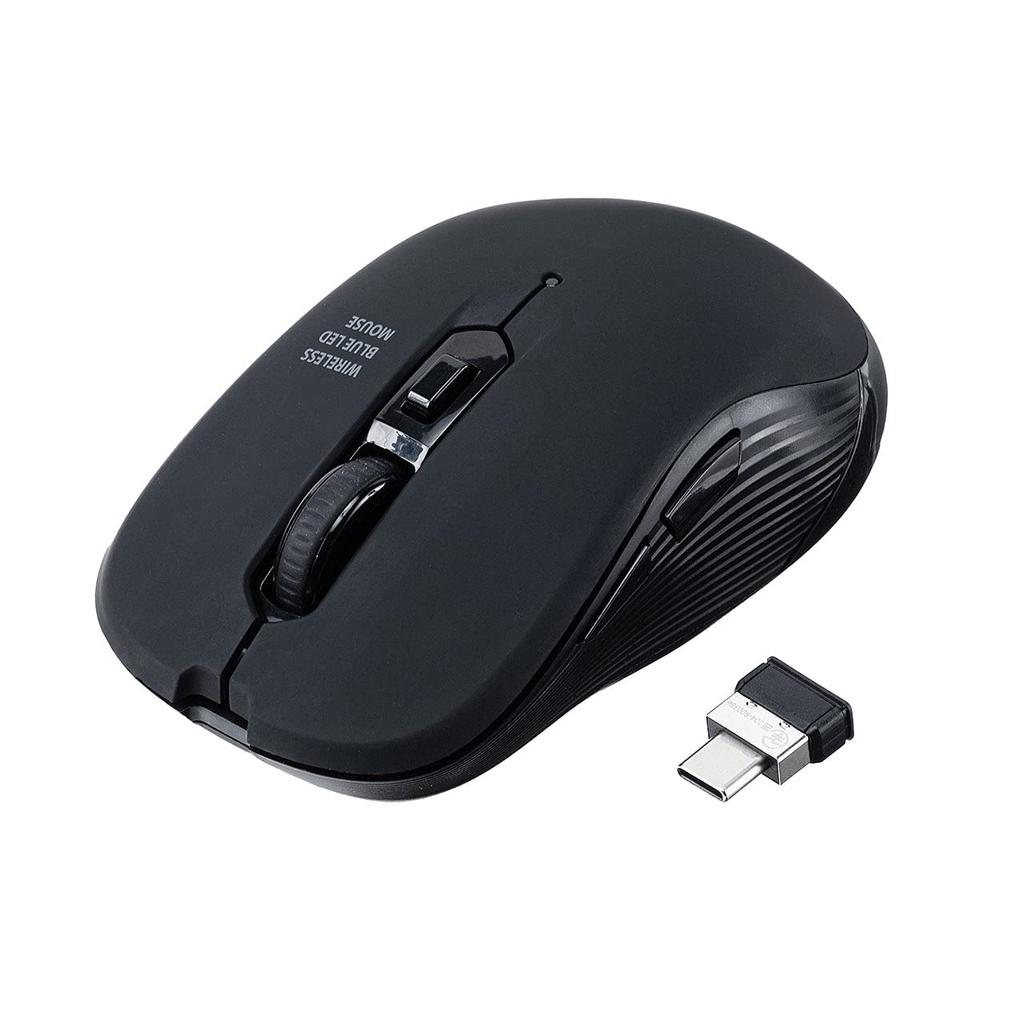 Sanwa Direct Wireless Mouse Wireless Mouse 5 Buttons with Blue LED Compatible with iPad Dpi Switching Type-C (Equipped Back/forward Buttons)