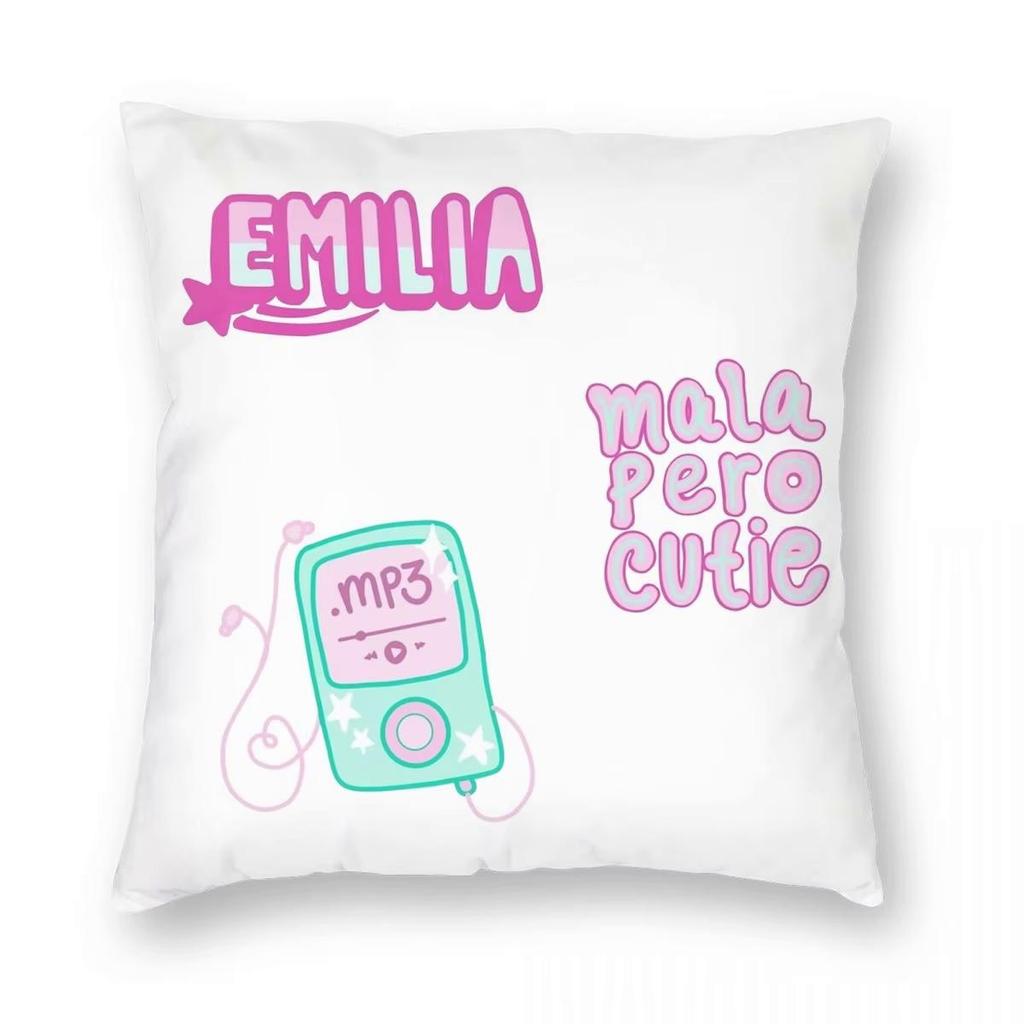 Emilia Mernes MP3 Kissenbezug Doppelseitiger Druck Polyester Kissenbezug Dekor Kissenbezug für Sofakissen Zuhause Quadratisch 45*45cm