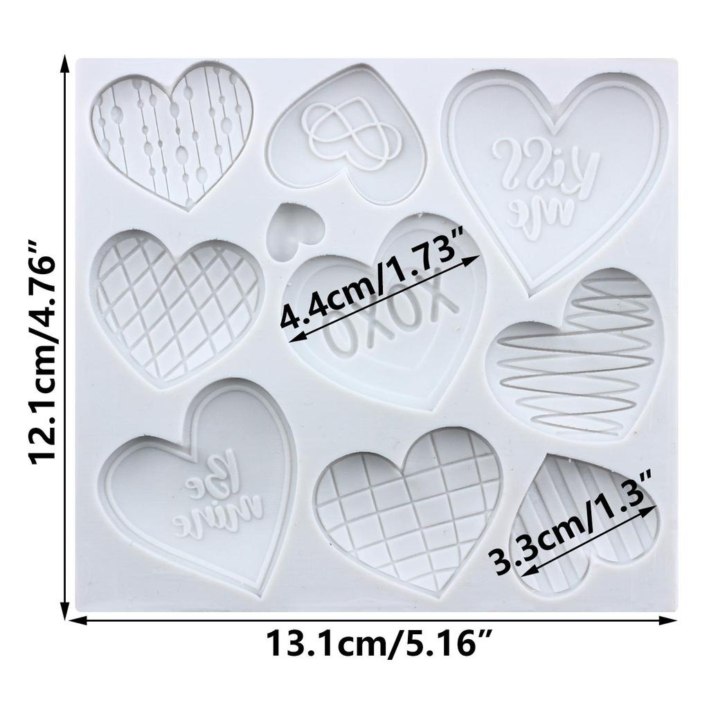 Heart Silicone Molds Love You XOXO Letter Kiss Rose Fondant Mold Cake Decorating Tools Cupcake Topper Candy Resin Clay Chocolate Gumpaste Mold