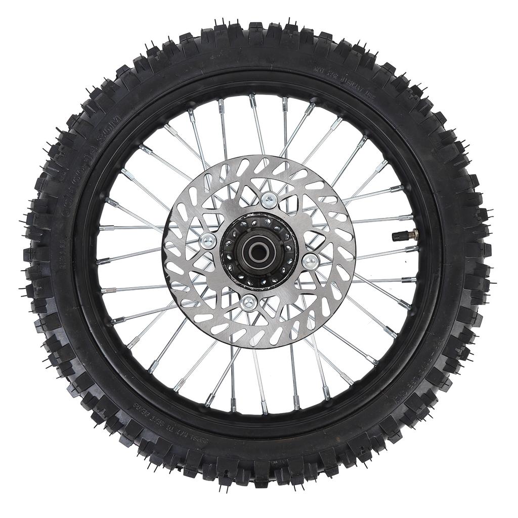 14 Inch Front Wheel Assembly 60 100 14 2.5 14 Tire Inner Tube 15mm Rim Axle with Brake Rotor for 125 140 150 160cc Pit