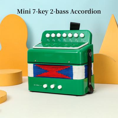Acordeón Mini de 7 teclas y 2 bajos Instrumento Musical de Material ABS para Principiantes Regalo de Navidad Acordeón de Botones Ligero