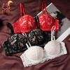 Blommig Spets Push Up BH för Kvinnor Sexig Bygel Vadderad Bralette Justerbara Axelband Plus Size Underklädes-BH