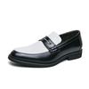 Men's European & American Large Size Color Block Slip-On White Leather Loafers, Korean Style Casual Shoes