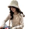 Women's Retro Patchwork Bow Long Sleeve T-shirt - Korean Style Autumn/Winter Top