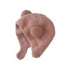 Children Acrylic Hat Kids Warm Hat Kids Winter Hat with Bear Ear Design Button Closure Elastic Band Solid Color Winter Cap