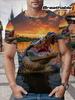 [Druckdesign – Keine Textur] Herren Digitaldruck T-Shirt, Horror Krokodil Druck, Auffälliges Wildtier Muster Tee, Geeignet für Outdoor