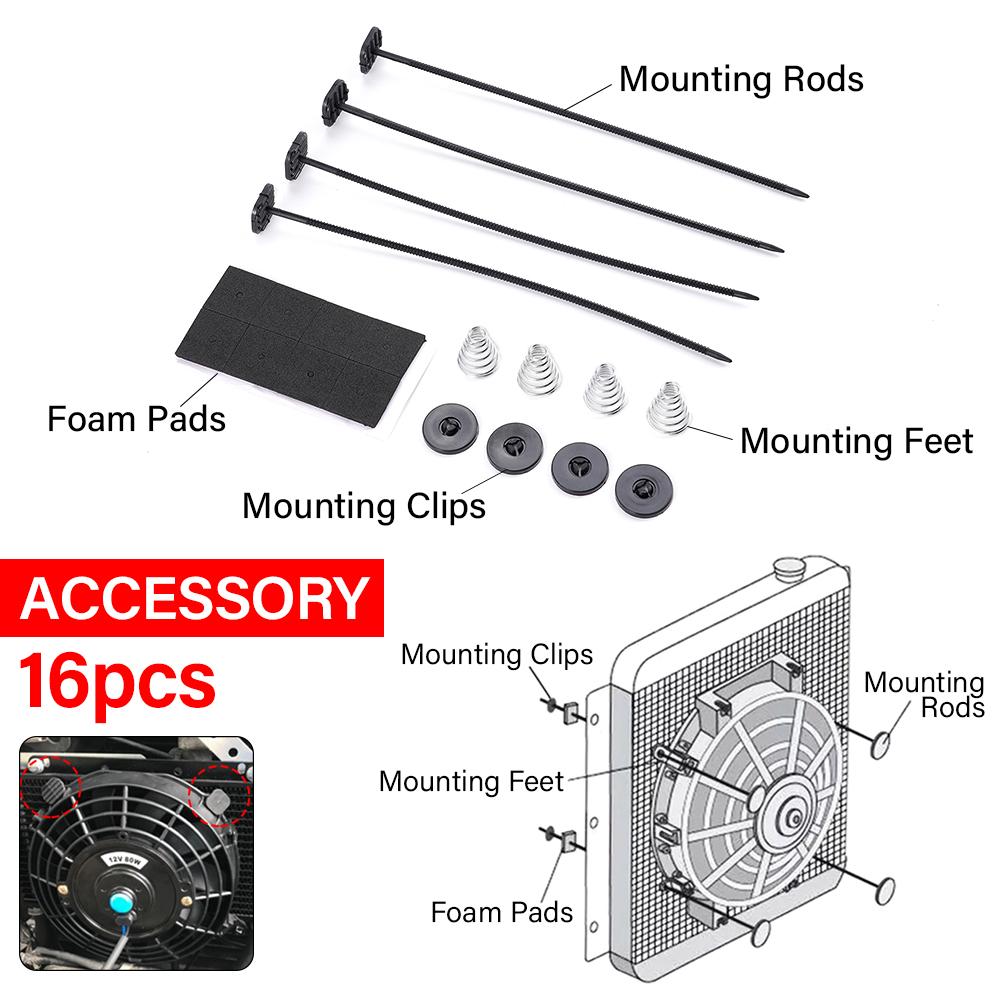 Auto A/C Electronic Fan Universal 8/9/10/12/14 Inch 12V 2100RPM Electronic Cooling Fan Straight Black Blade Electric Cool Kit