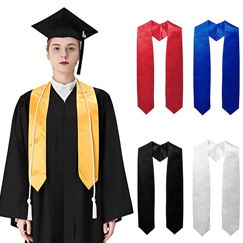 European & American Graduation Ceremony Stole - Solid Color Satin Honor Shawl