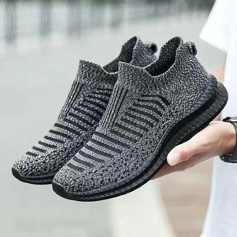 Flying Woven Casual Sports Shoes Men's Soft-soled Soft-faced Breathable Running Shoes One-pedal Coconut Shoes