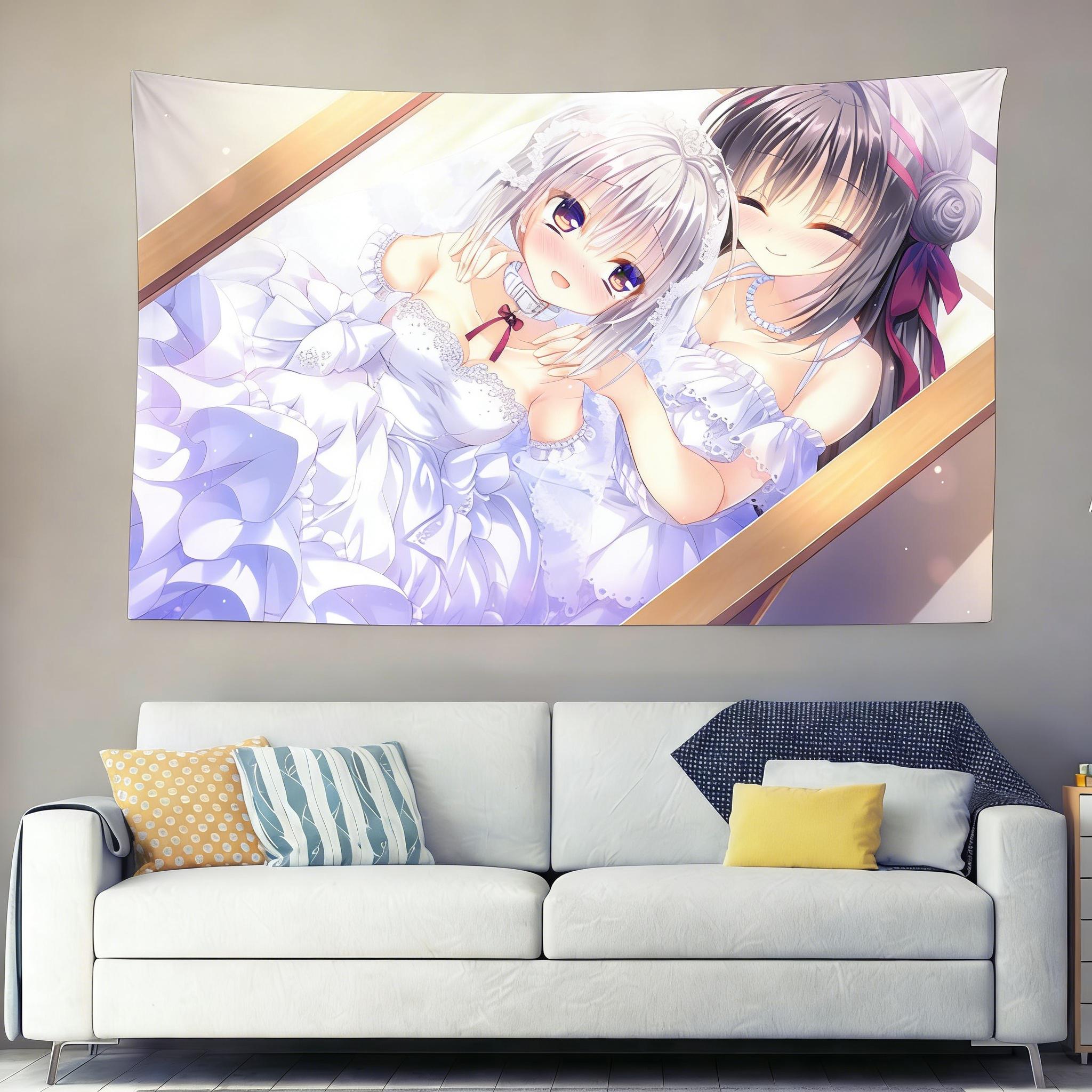 

New Hot Cute Girl Style Anime Print Tapestry Galgame Wall Hanging For Bedroom Dorm Room Home Wall Decor 74x94cm(29x37in)