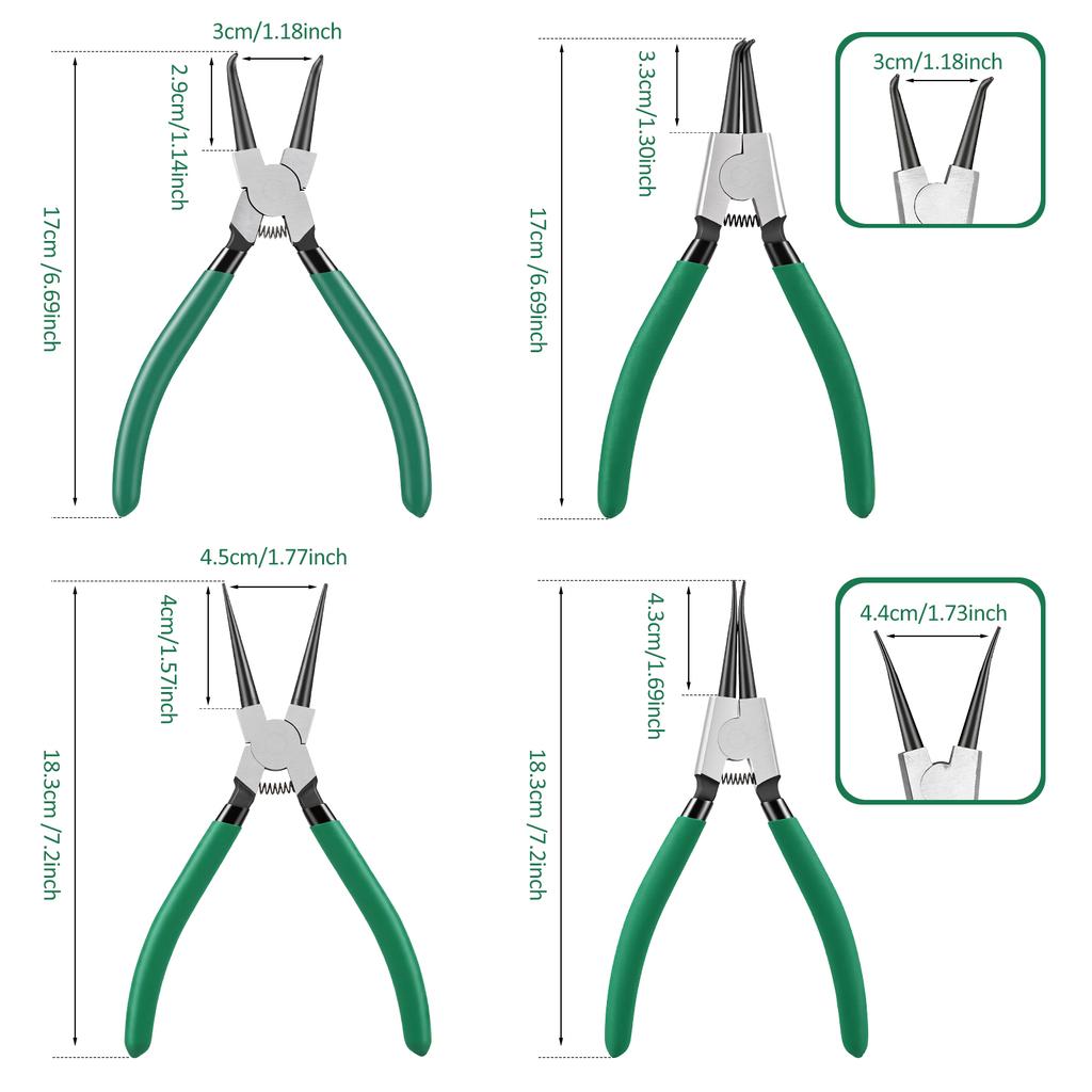 4Pcs Retaining Ring Removal Pliers  Internal and External Snap Ring Pliers For Removing Installing Puller Locking Rings Shafts