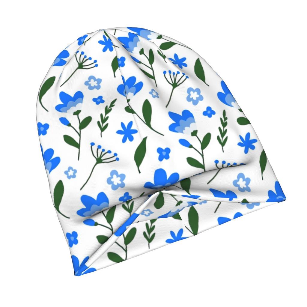 ZLIENSZUS Minimalist Knit Hat Suitable for Adults - Provence Blue & White, Neutral Tones, Soft Subtle Patterns for Casual & Outfits, Versatile for Men