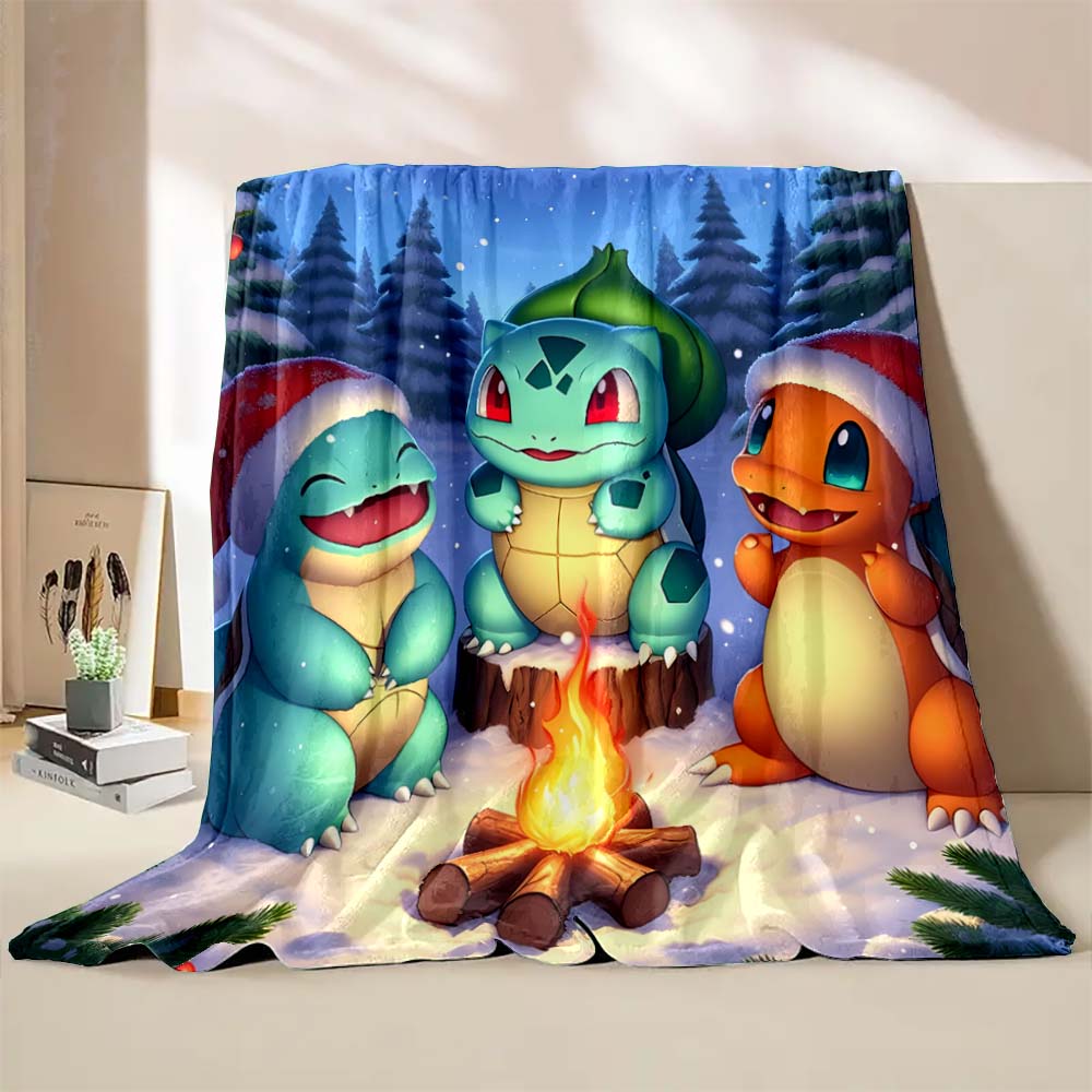 

Christmas Pokémon Pattern Blanket Warm Soft Fluffy Kids and Adult Sofa Bed Throw Blanket Suitable Travel Camping Luxury Gift 75x90cm