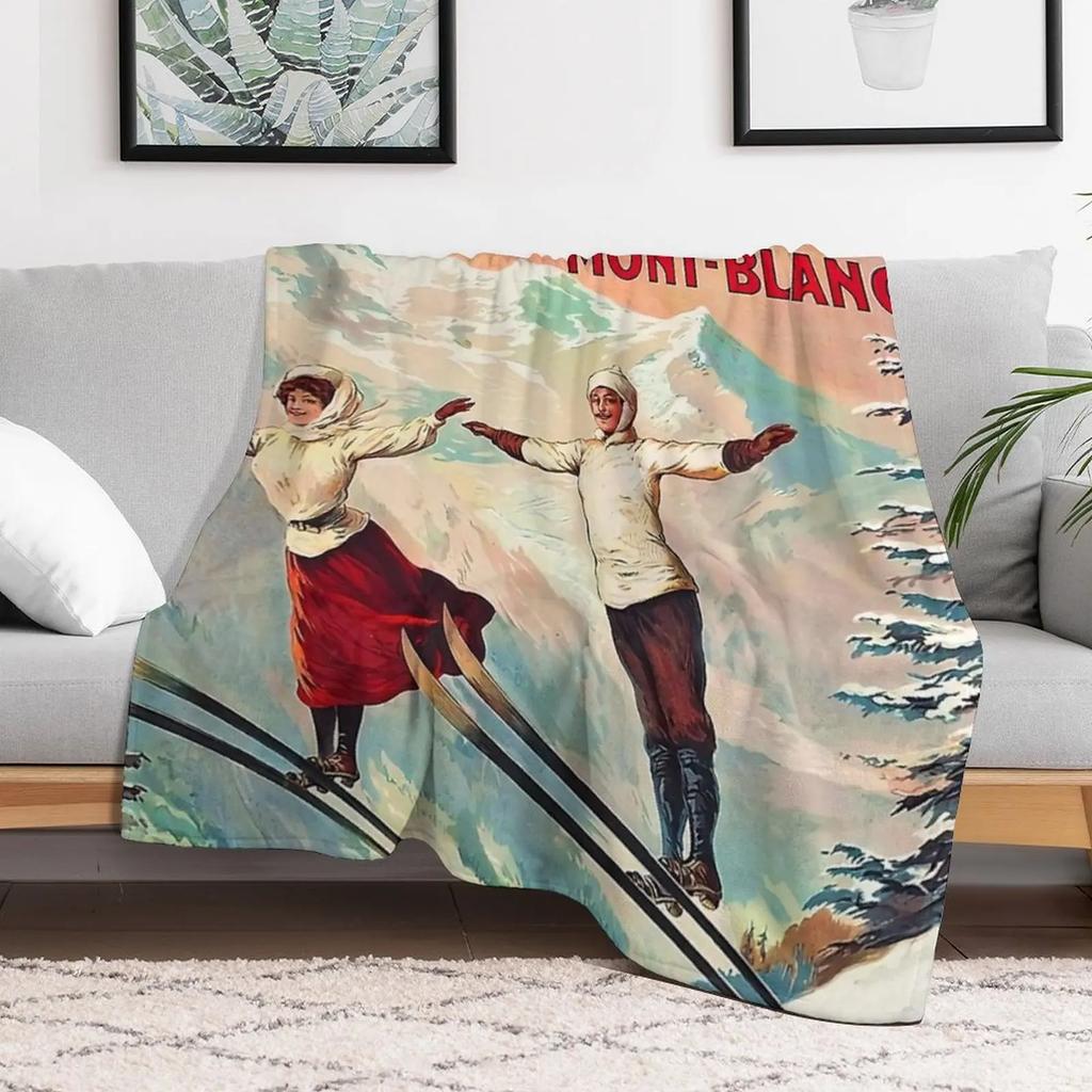 Chamonix, Mont Blanc - Vintage Throw Blanket Blankets For Baby Bed Beach Multi-Purpose Blankets