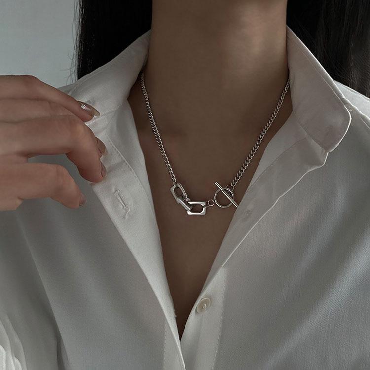 Unisex Titanium Steel Square Chain Necklace - Cold Style Choker with OT Buckle
