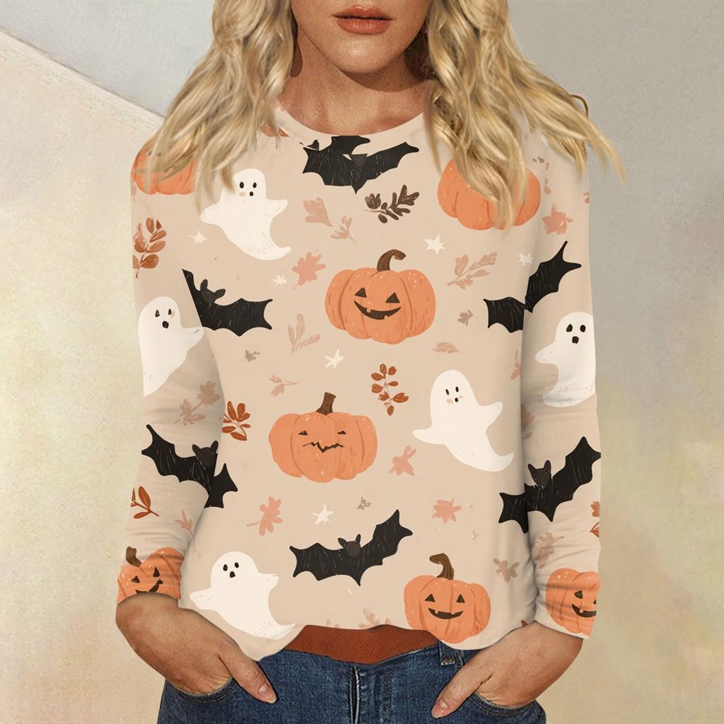 Women's Daily Casual Long-sleeved Printed O-neck Top