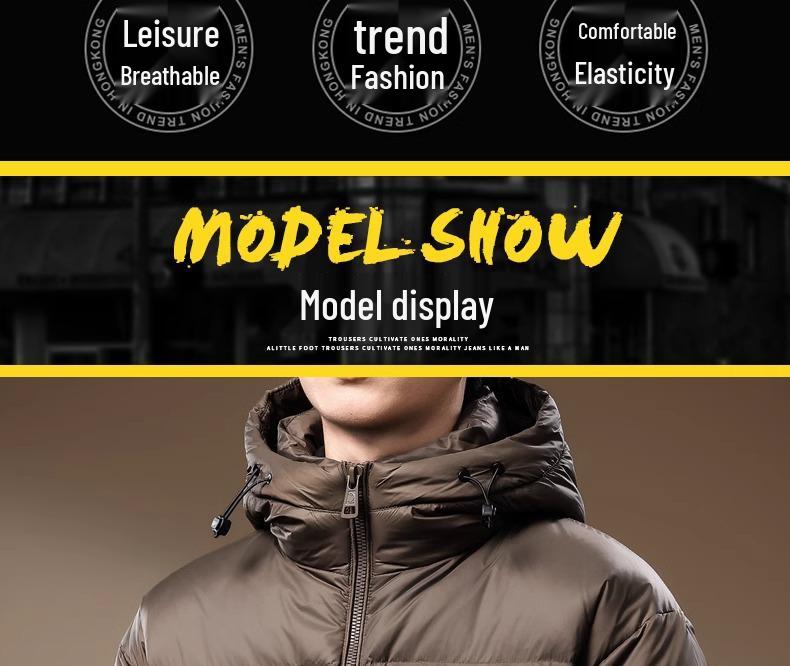 Men's Italian Winter Thick Hooded Down Jacket - 90% Duck Down, Short, Loose, Plus Size Puffer.