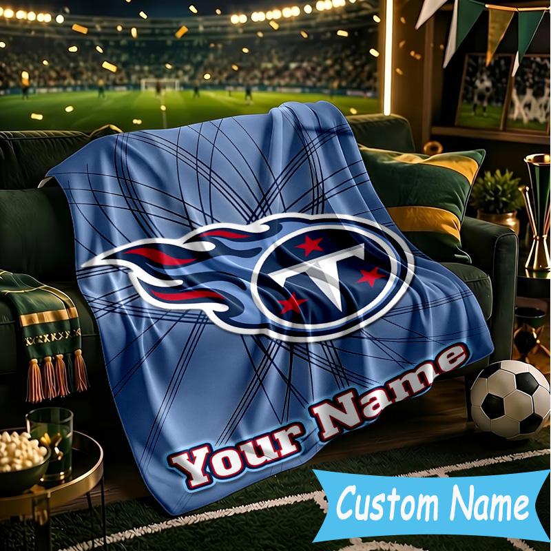 Custom Name Titans Crest Flannel Blanket, Use for Birthday/Holiday Gift, Soft Blanket for Sofa/Bed/Camping/Office, Home Decor
