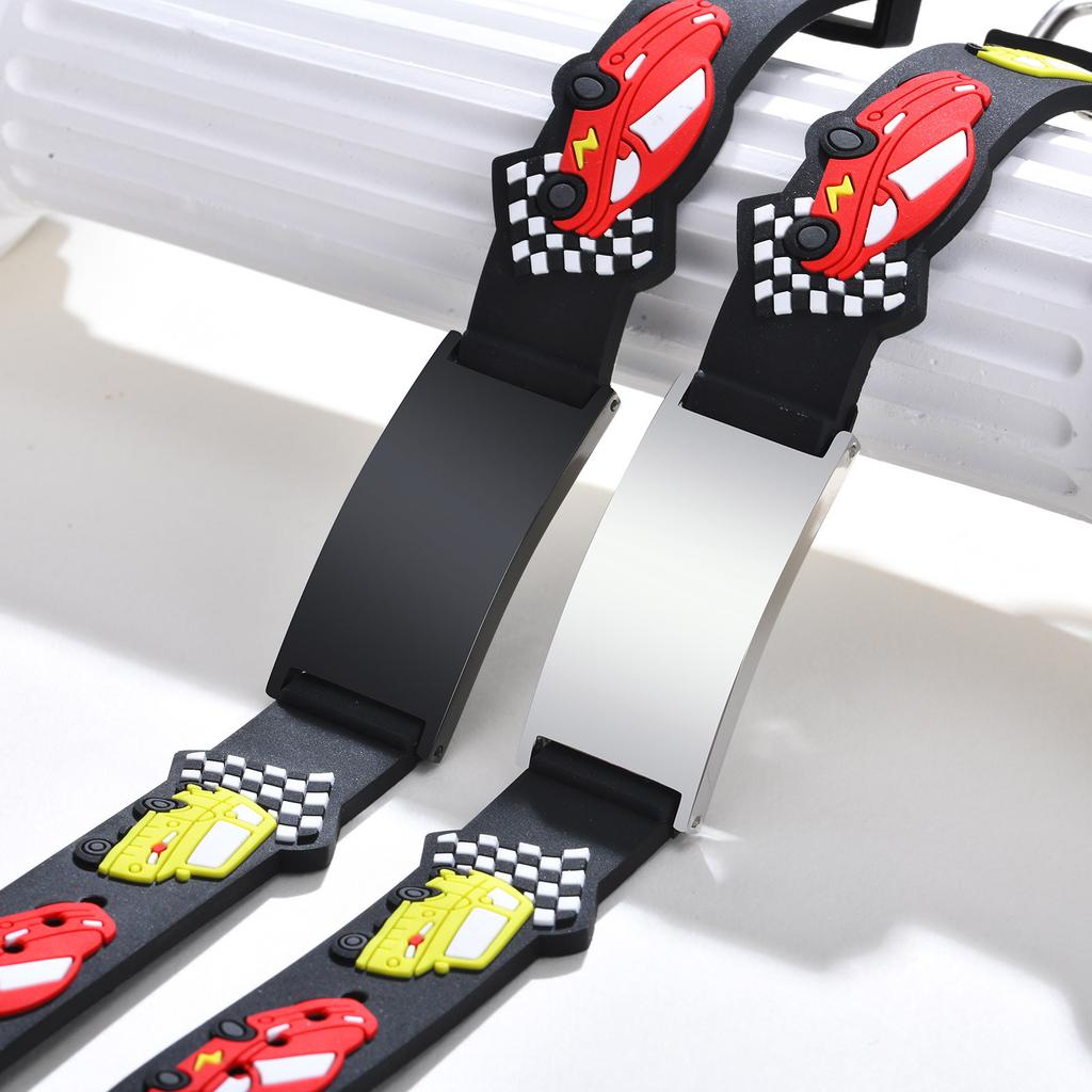 Personalized Kid Child Bracelet, Cartoon Car Silicone Chain Writhand Adjustable, Free Customzied Bracelets For Kids Girls Boys