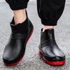 Bottes de Pluie Courtes Mode Homme - Noir/Rouge, Tige Mi-Courte, Cordon de Serrage, Chaussures Réfléchissantes en Caoutchouc pour Patauger et Pêcher.